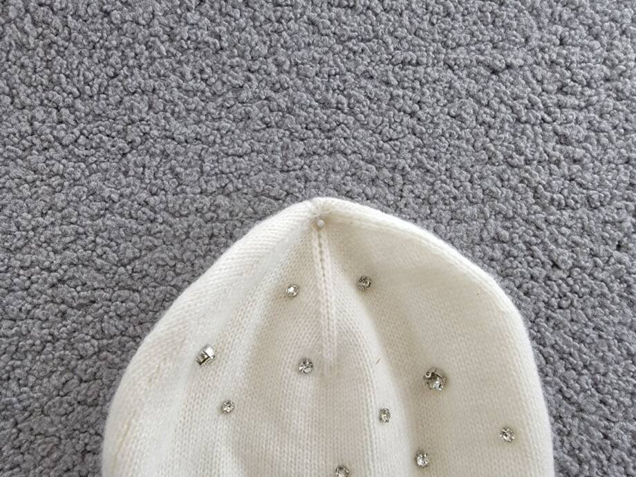 Charter Club Cashmere Embellished Cuffed Beanie Women's One Size Vanilla Ice