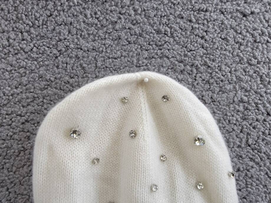 Charter Club Cashmere Embellished Cuffed Beanie Women's One Size Vanilla Ice