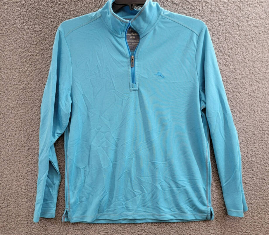 Tommy Bahama Kohala Peak Classic-Fit Quarter-Zip Sweater Men's M Teal Pullover