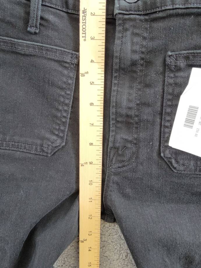 MOTHER The Patch Pocket Insider High Rise Jeans Women's 33 Pitch Button Closure~