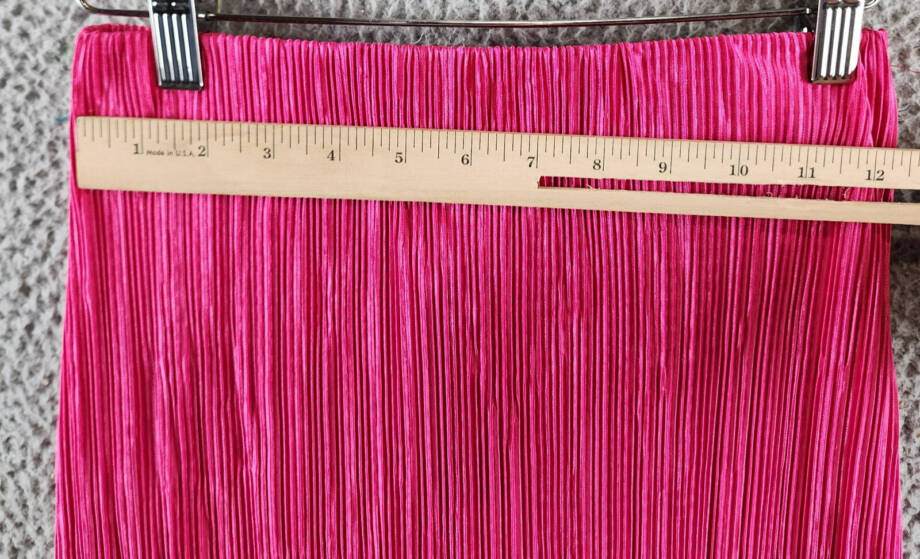 Renee C. Plisse Side Slit Maxi Skirt Women's XS Pink Solid Elastic Waist Pull On