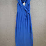 Lauren Ralph Lauren Leonidas Twist Jersey Column Dress Women's 12 Blue Side Zip