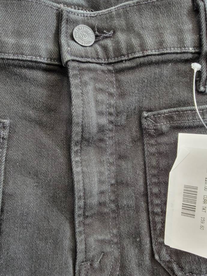 MOTHER The Patch Pocket Insider High Rise Jeans Women's 33 Pitch Button Closure~