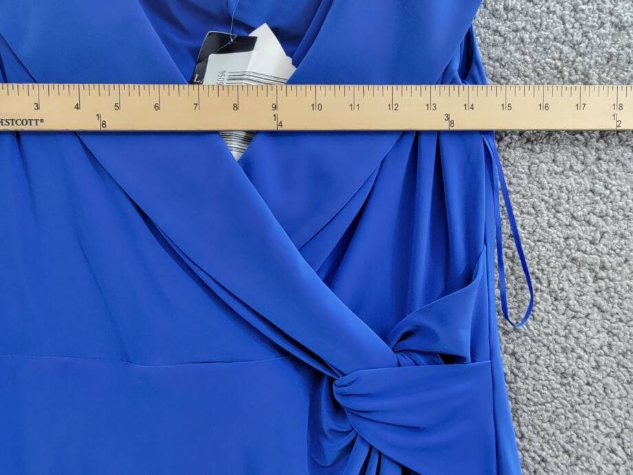 Lauren Ralph Lauren Leonidas Twist Jersey Column Dress Women's 12 Blue Side Zip