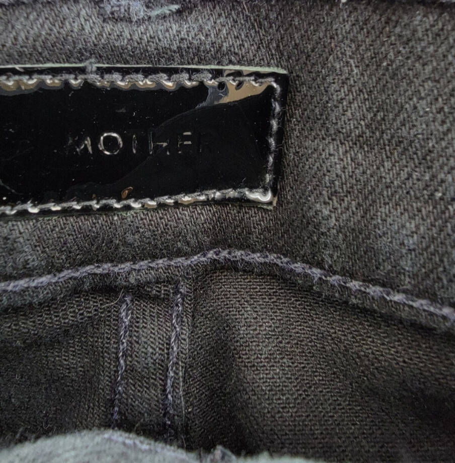 MOTHER The Patch Pocket Insider High Rise Jeans Women's 33 Pitch Button Closure~