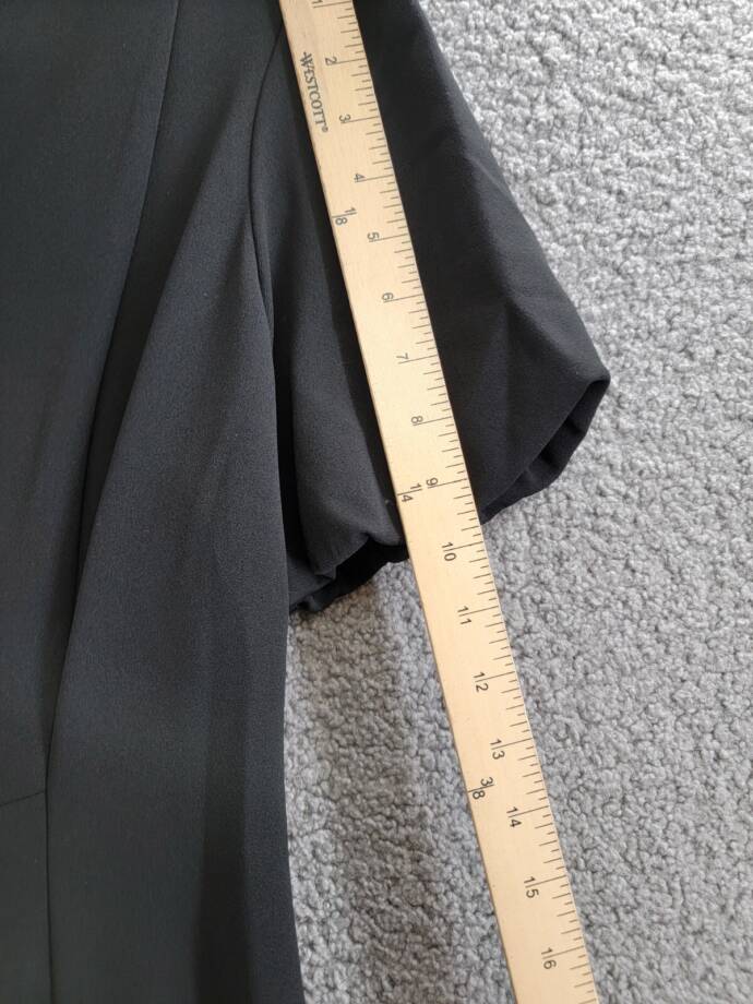 DKNY Bubble-Sleeve Scuba-Crepe Midi Dress Women's 16 Black V-Neck Zip Closure