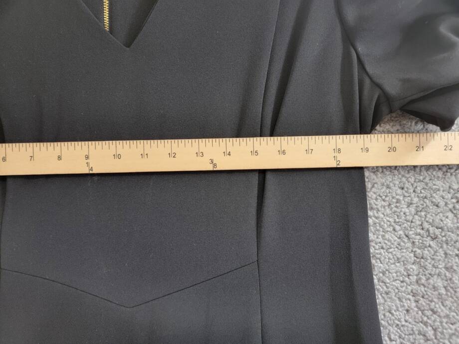 DKNY Bubble-Sleeve Scuba-Crepe Midi Dress Women's 16 Black V-Neck Zip Closure