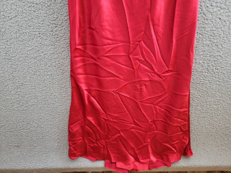 AQUA Satin One Shoulder Gown Women's 2 Red Asymmetric Neck Side Zip Closure
