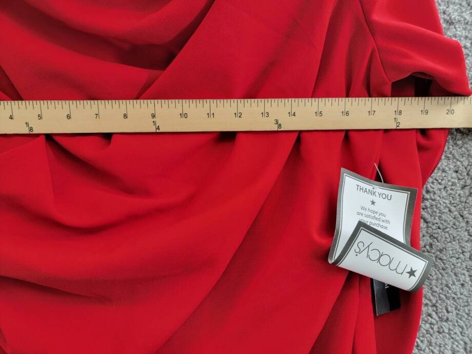 Betsy & Adam Caped Sheath Dress Women's 16 Red Solid Boat Neck Zip Closure