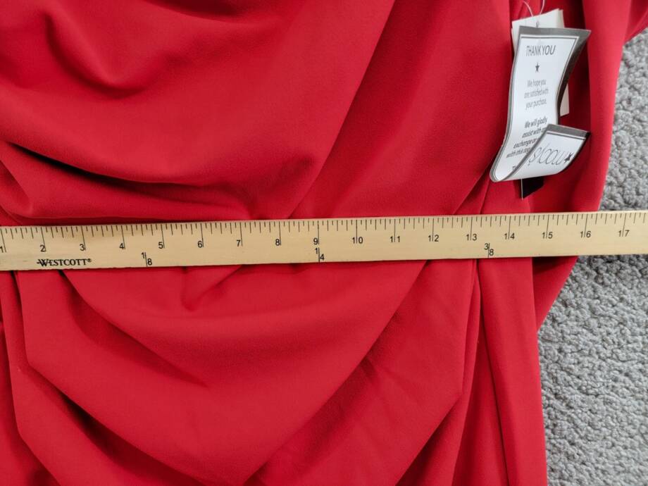 Betsy & Adam Caped Sheath Dress Women's 16 Red Solid Boat Neck Zip Closure