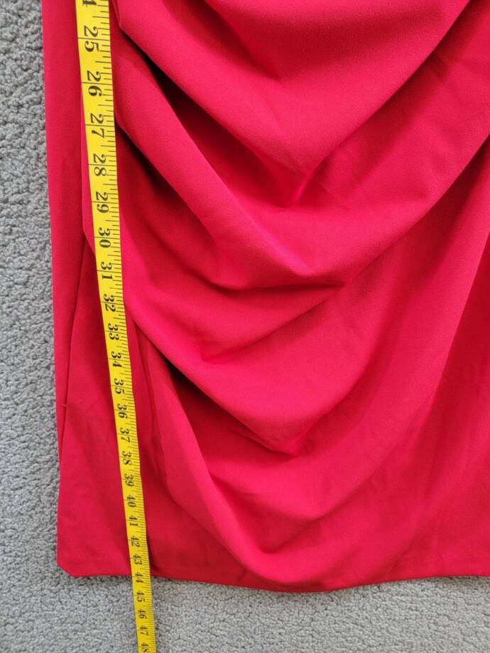 Betsy & Adam Caped Sheath Dress Women's 16 Red Solid Boat Neck Zip Closure