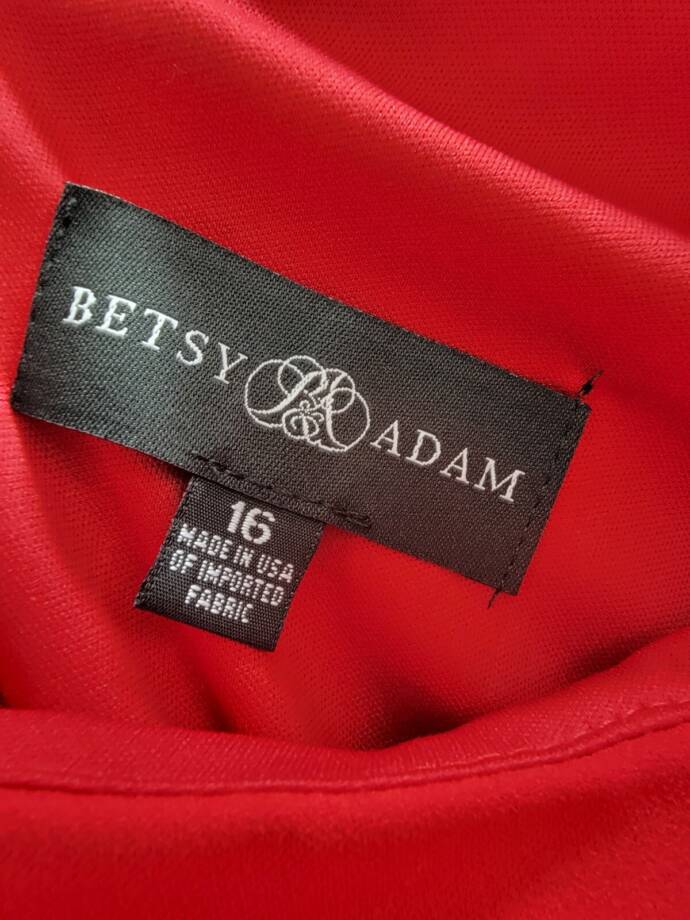 Betsy & Adam Caped Sheath Dress Women's 16 Red Solid Boat Neck Zip Closure