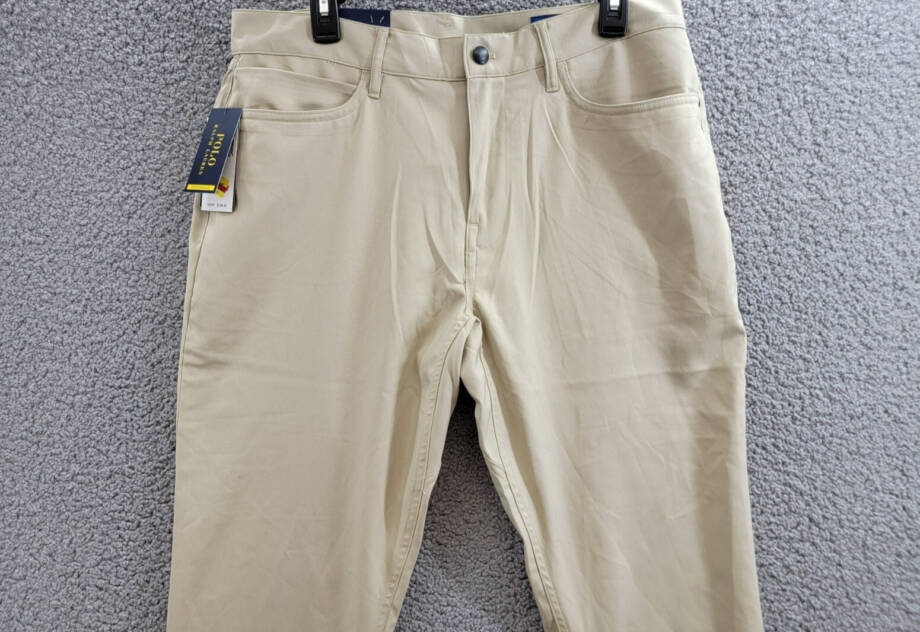 Polo Ralph Lauren Slim-Fit Performance Chino Pants Men's 34x32 Khaki Button Zip