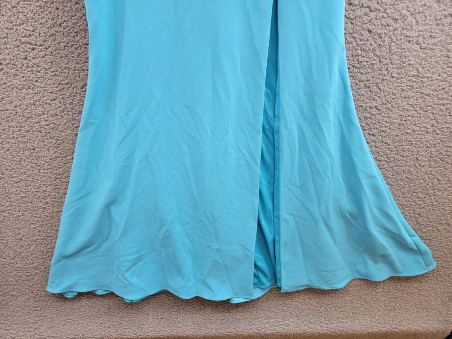 AQUA Scuba Crepe Gown Women's 4 Dark Aqua V-Neck Sleeveless Back Zip Closure