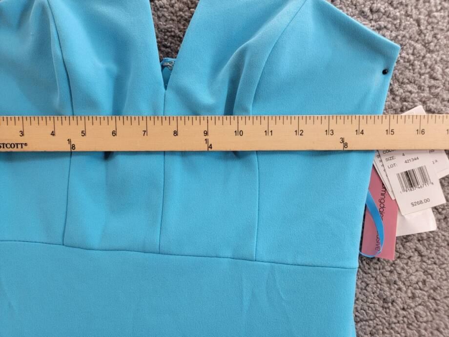 AQUA Scuba Crepe Gown Women's 4 Dark Aqua V-Neck Sleeveless Back Zip Closure