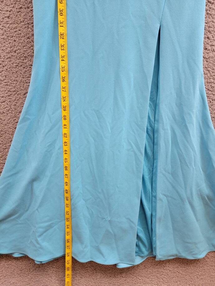 AQUA Scuba Crepe Gown Women's 4 Dark Aqua V-Neck Sleeveless Back Zip Closure