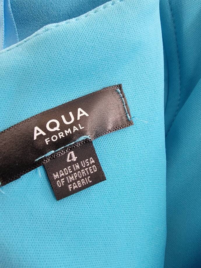 AQUA Scuba Crepe Gown Women's 4 Dark Aqua V-Neck Sleeveless Back Zip Closure