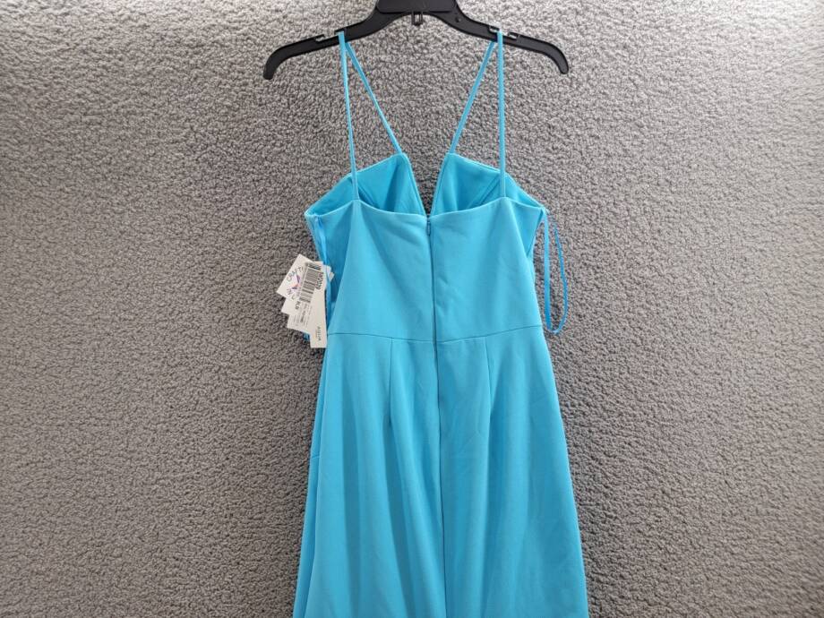 AQUA Scuba Crepe Gown Women's 4 Dark Aqua V-Neck Sleeveless Back Zip Closure