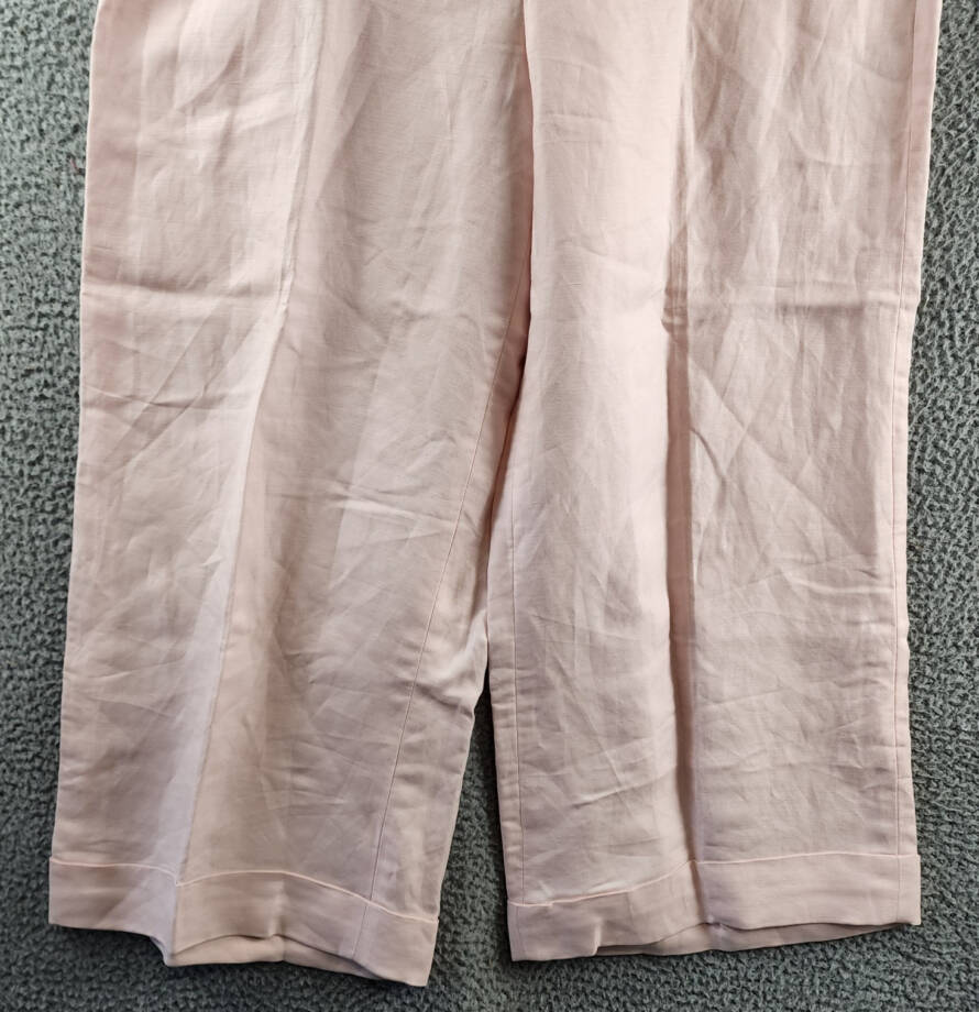 Lauren Ralph Lauren Linen Blend Cropped Twill Pants Women's 16 Pink Opal Button