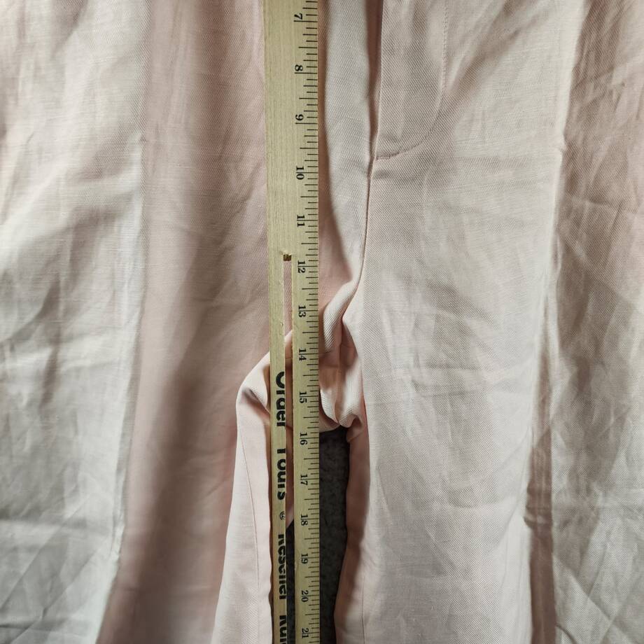 Lauren Ralph Lauren Linen Blend Cropped Twill Pants Women's 16 Pink Opal Button