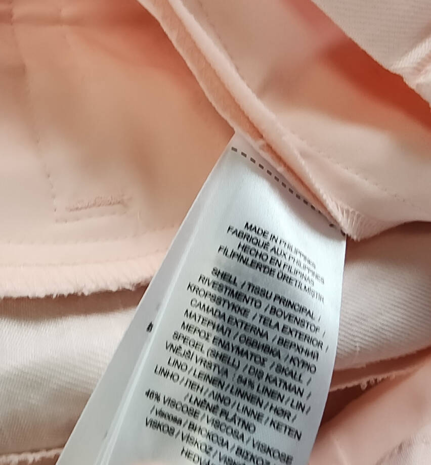 Lauren Ralph Lauren Linen Blend Cropped Twill Pants Women's 16 Pink Opal Button
