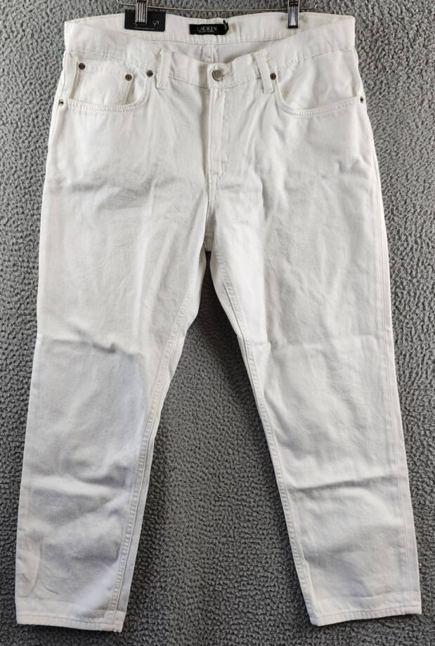 Lauren Ralph Lauren Relaxed Tapered Ankle Jeans Women's 12 White Button Closure
