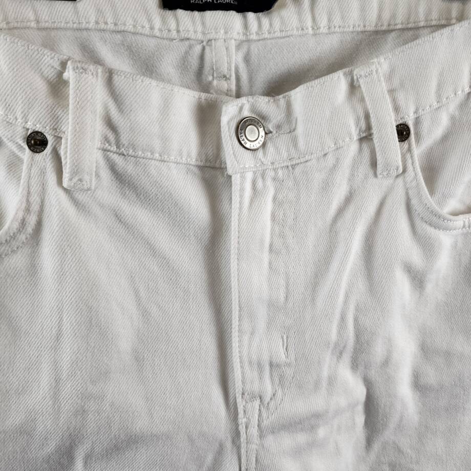 Lauren Ralph Lauren Relaxed Tapered Ankle Jeans Women's 12 White Button Closure