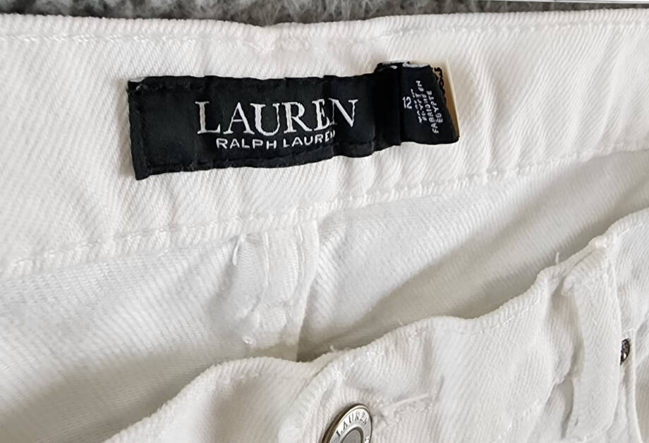 Lauren Ralph Lauren Relaxed Tapered Ankle Jeans Women's 12 White Button Closure