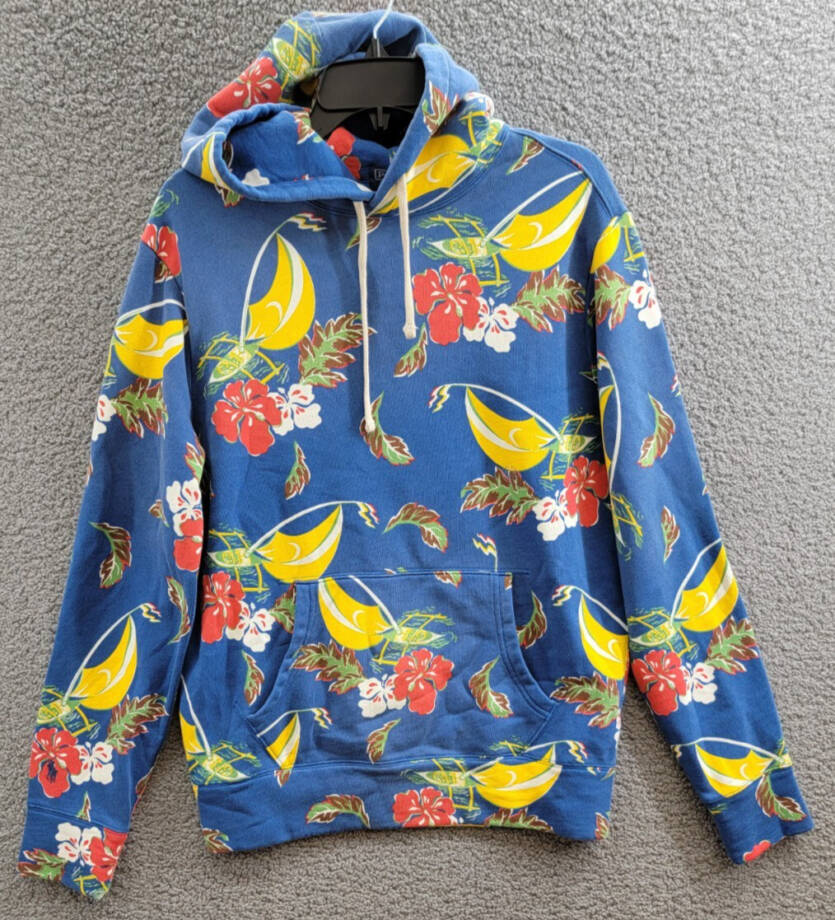 Polo Ralph Lauren Sailboat-Floral Fleece Hoodie Men's S Blue Multi Banded Hem