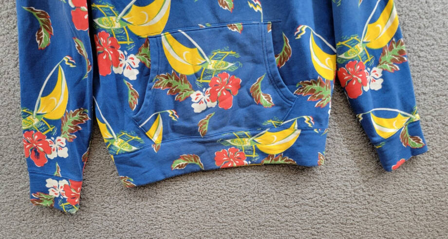 Polo Ralph Lauren Sailboat-Floral Fleece Hoodie Men's S Blue Multi Banded Hem
