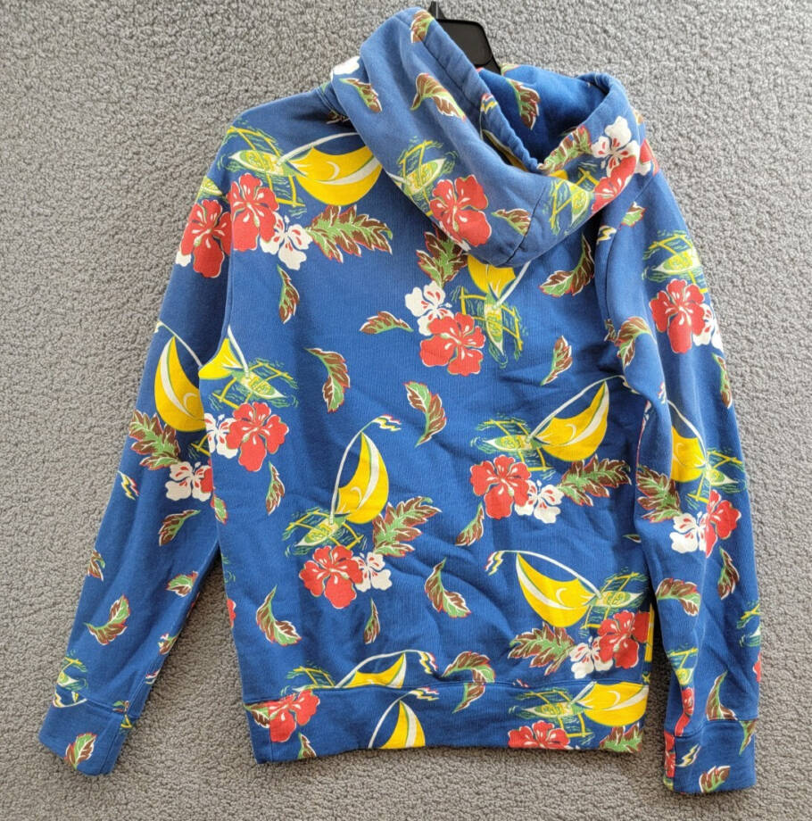 Polo Ralph Lauren Sailboat-Floral Fleece Hoodie Men's S Blue Multi Banded Hem