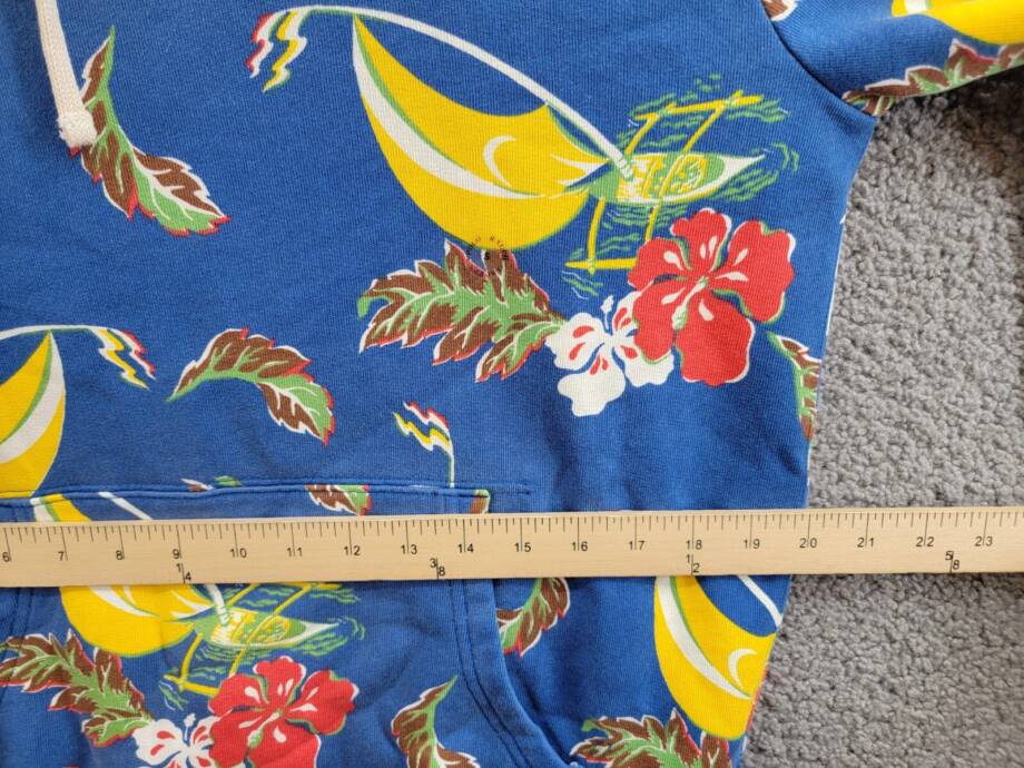 Polo Ralph Lauren Sailboat-Floral Fleece Hoodie Men's S Blue Multi Banded Hem