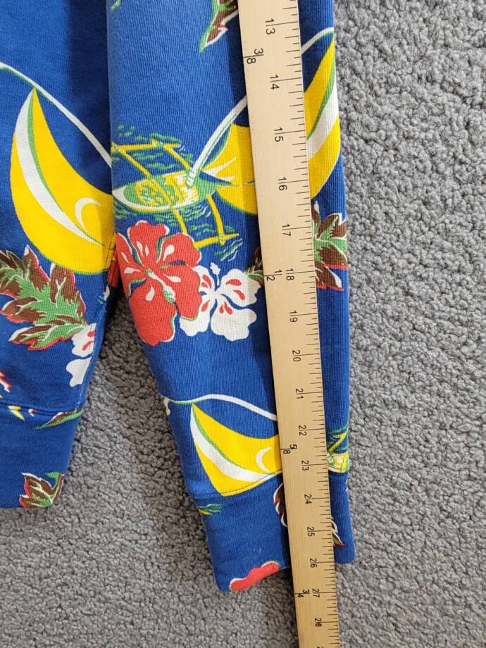 Polo Ralph Lauren Sailboat-Floral Fleece Hoodie Men's S Blue Multi Banded Hem