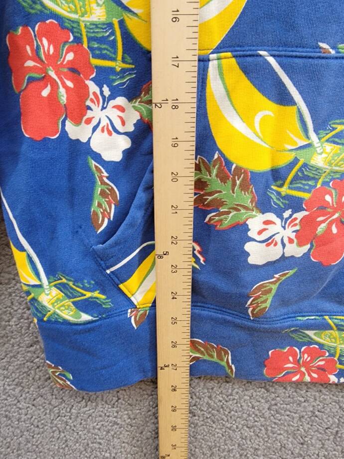 Polo Ralph Lauren Sailboat-Floral Fleece Hoodie Men's S Blue Multi Banded Hem