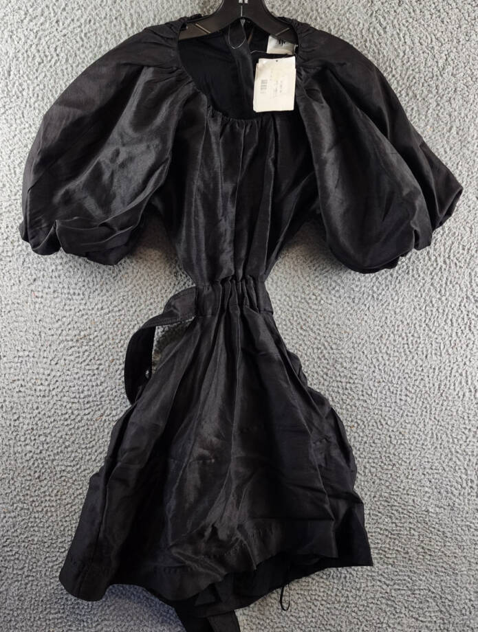 Aje. Mimosa Cut Out Mini Dress Women's 6 Black Side Seam Pockets Short Sleeves