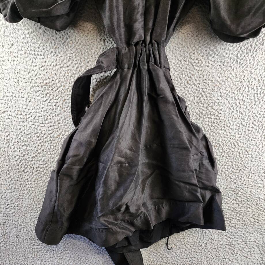 Aje. Mimosa Cut Out Mini Dress Women's 6 Black Side Seam Pockets Short Sleeves