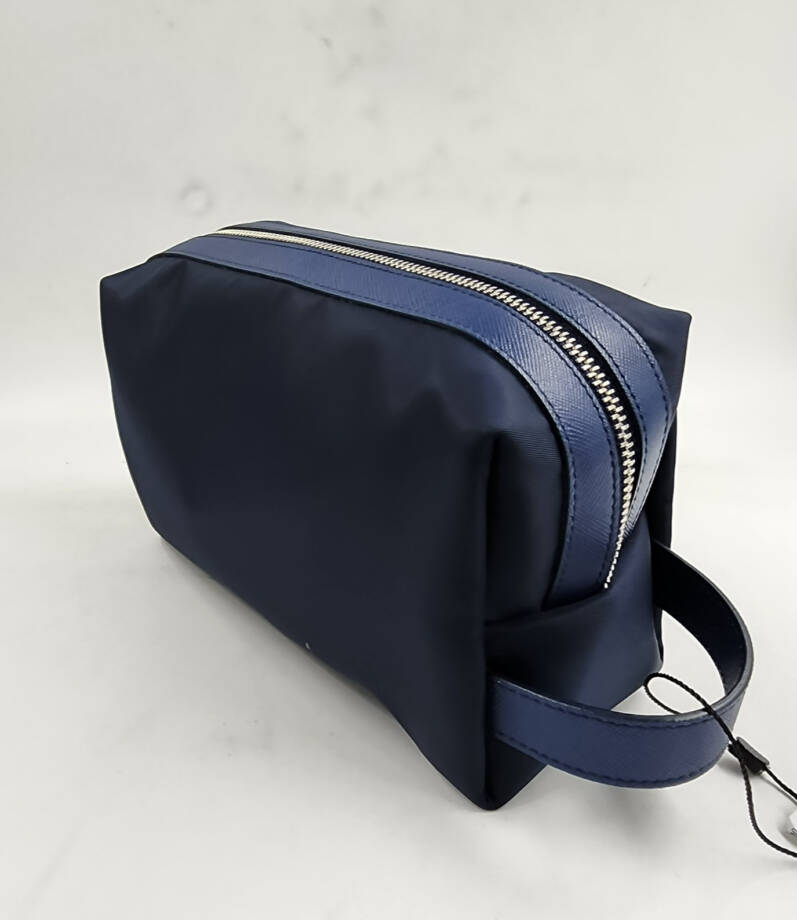 The Men's Store at Bloomingdale's Nylon & Leather Toiletry Bag Navy Zip Top
