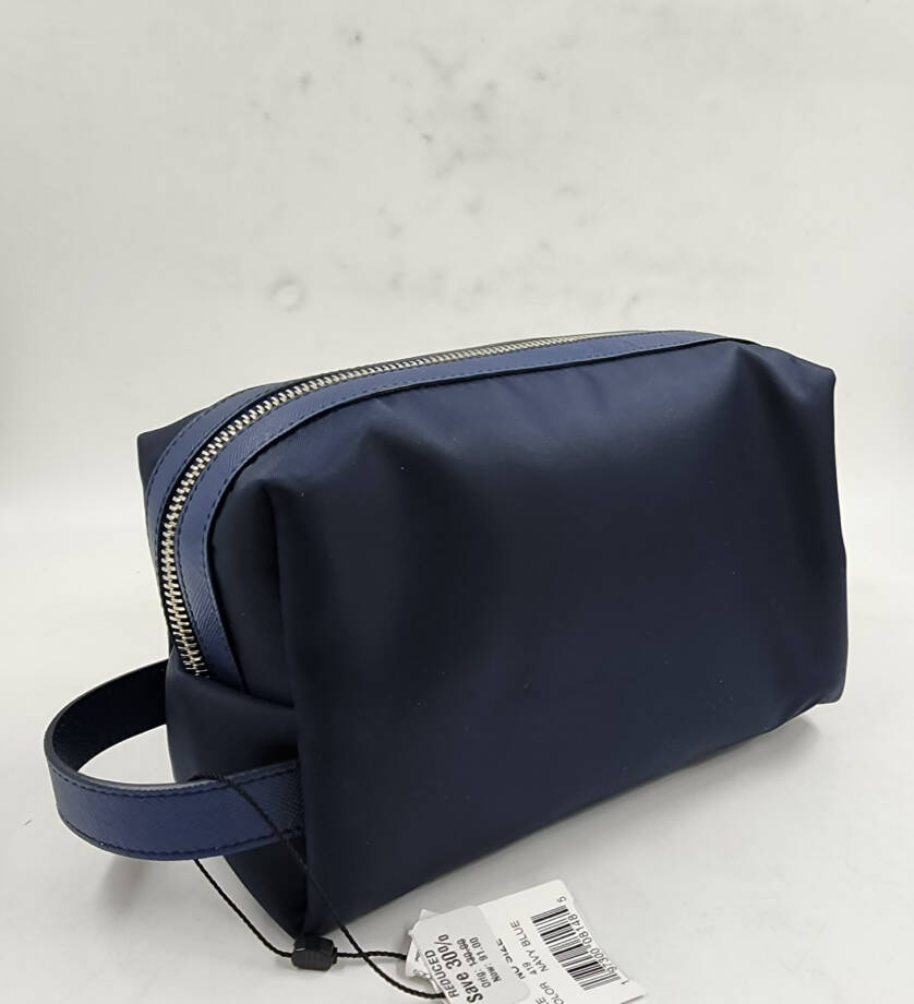 The Men's Store at Bloomingdale's Nylon & Leather Toiletry Bag Navy Zip Top