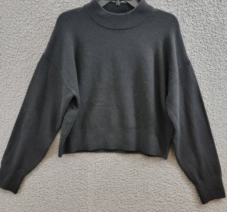 FRENCH CONNECTION Vhari Wool Blend Sweater Women's S Black Mock Neck Long Sleeve