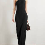 STAUD Elodie One-Shoulder Crystal-Embellished Crepe Gown Women's 00 Black Zip