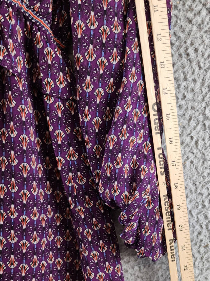 Max Studio Floral 3/4 Balloon Sleeve Dress Women's S Purple Multi V-Neckline