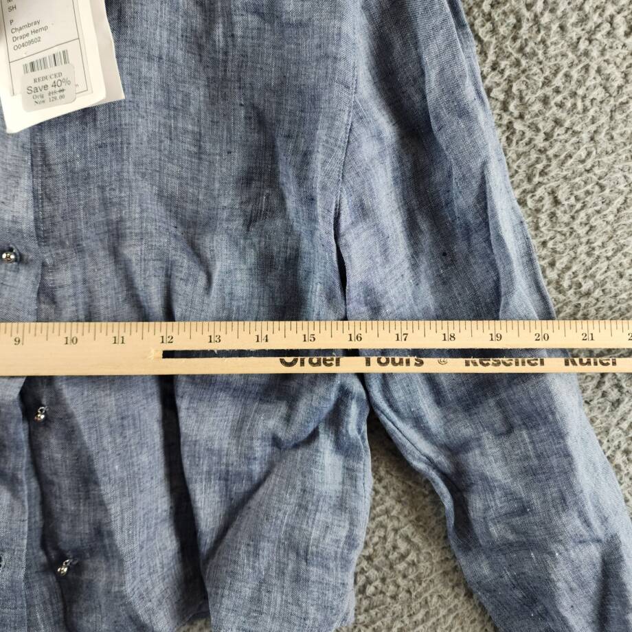 Theory Long-Sleeve Tapered Hemp Crop Shirt Women's P Chambray Button Closure