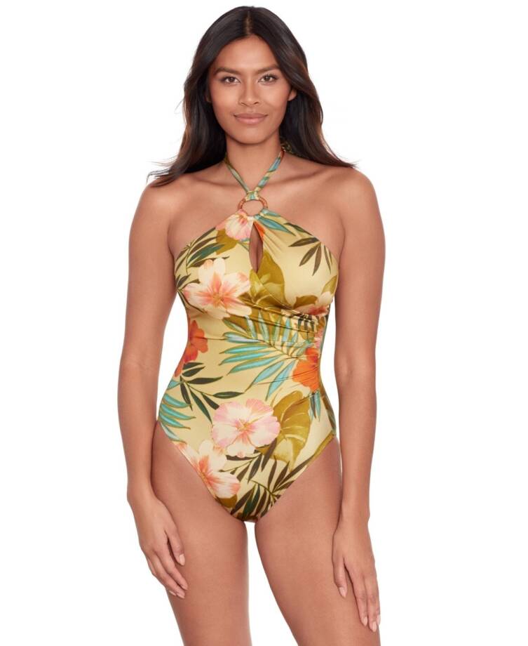 Lauren Ralph Lauren Floral Halter-Neck Swimsuit Women's 6 Multi Tie Neck Closure