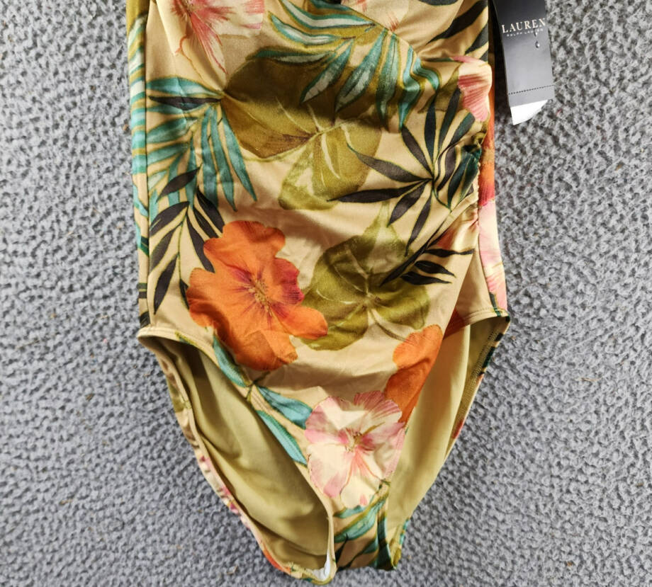 Lauren Ralph Lauren Floral Halter-Neck Swimsuit Women's 6 Multi Tie Neck Closure