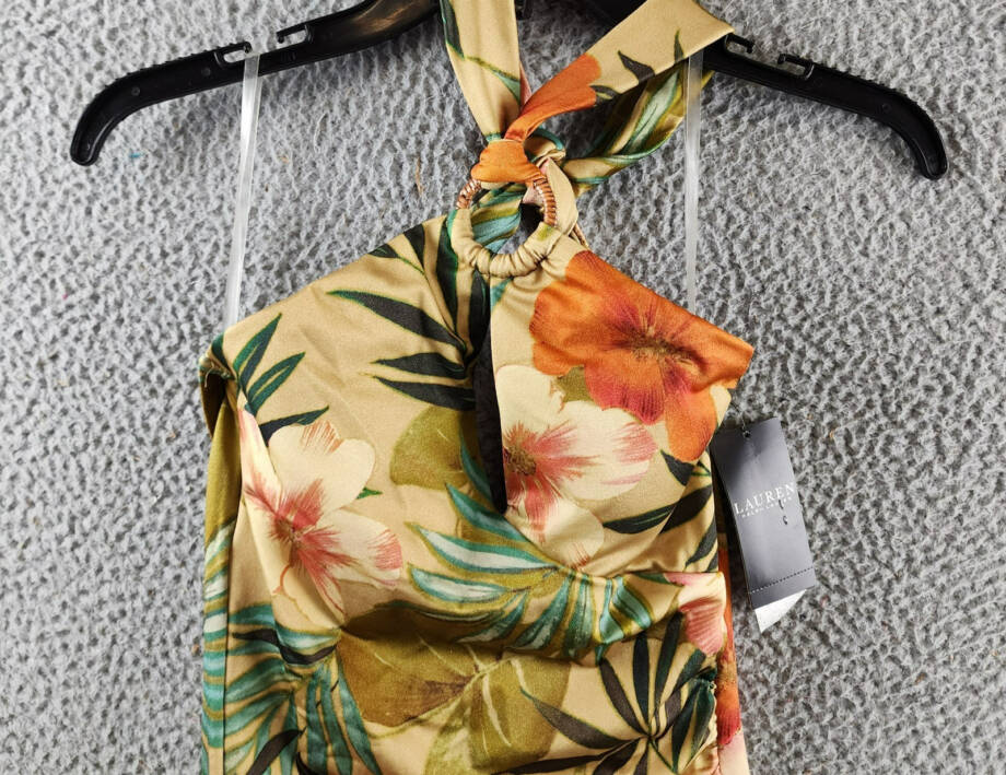 Lauren Ralph Lauren Floral Halter-Neck Swimsuit Women's 6 Multi Tie Neck Closure