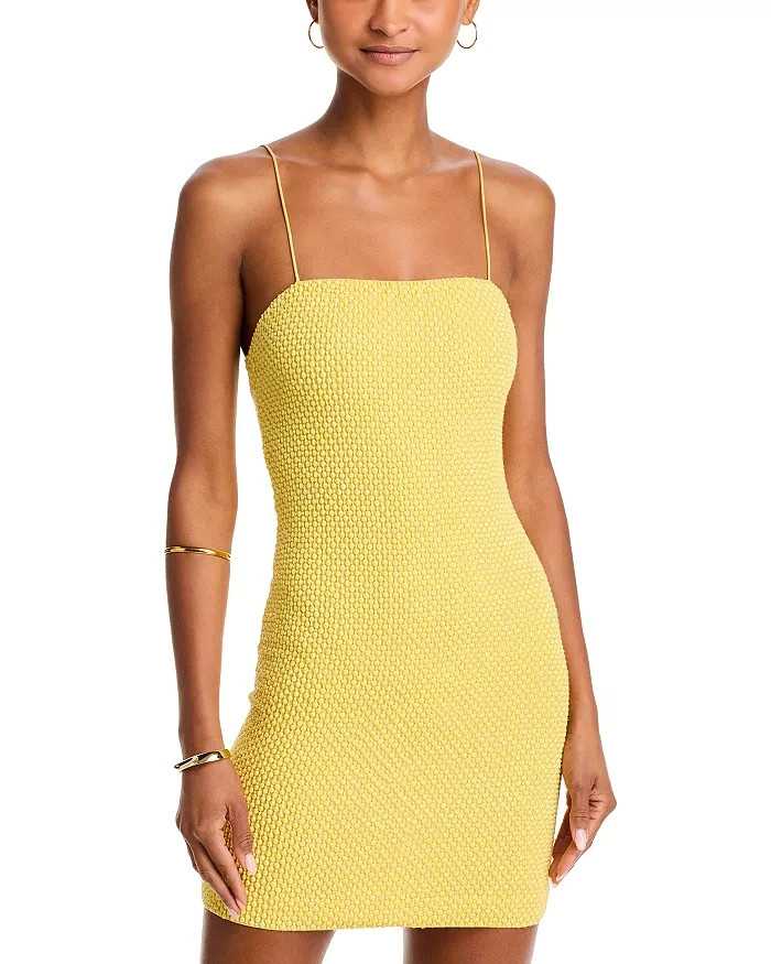 Alice + Olivia Fifi Embellished Mini Cami Dress Women's 10 Lemon Meringue Zipped