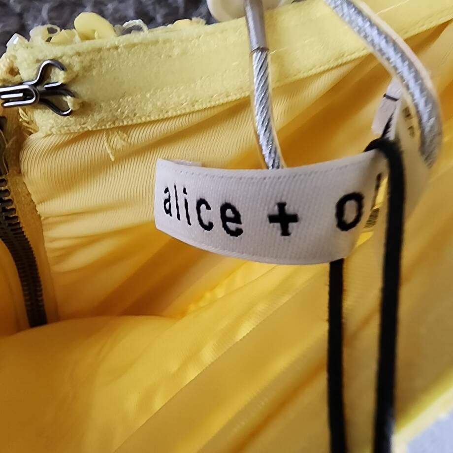 Alice + Olivia Fifi Embellished Mini Cami Dress Women's 10 Lemon Meringue Zipped