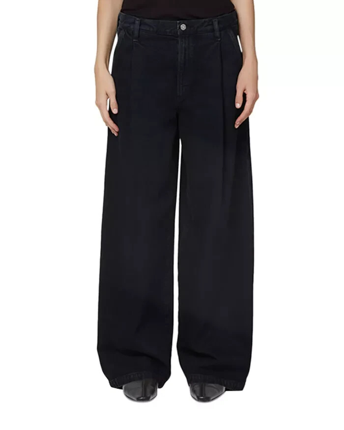 AGOLDE Ellis High Rise Wide Leg Jeans Women's 23 Crushed Button Zip Closure