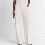 Vince Pintucked Wide Leg Pants Women's 0 Off White Side Pockets Zip Hook & Bar
