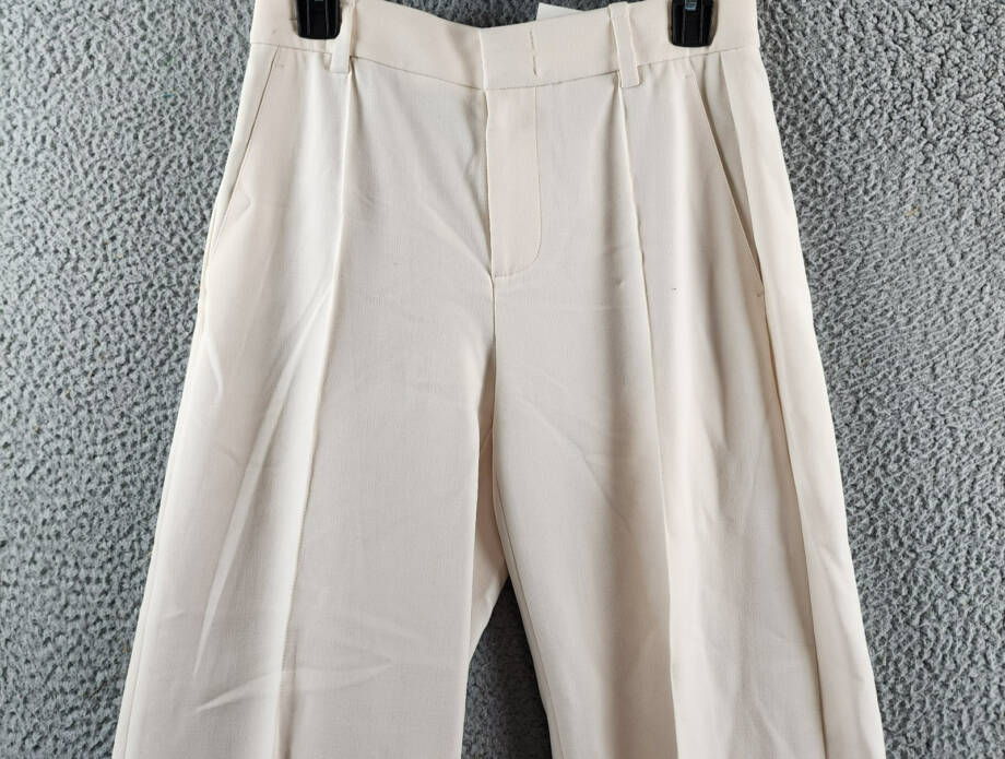 Vince Pintucked Wide Leg Pants Women's 0 Off White Side Pockets Zip Hook & Bar